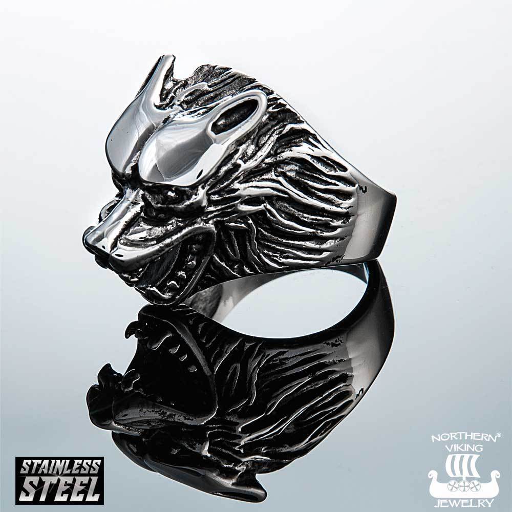 Northern Viking Jewelry®-Ring "Wolf Head Ring"
